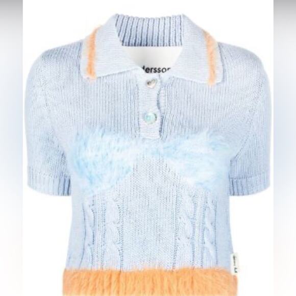 Andersson Bell Sweaters - Andersson Bell Hayes Lingerie Intarsia Knit Collar Top/Sweater in Blue Medium